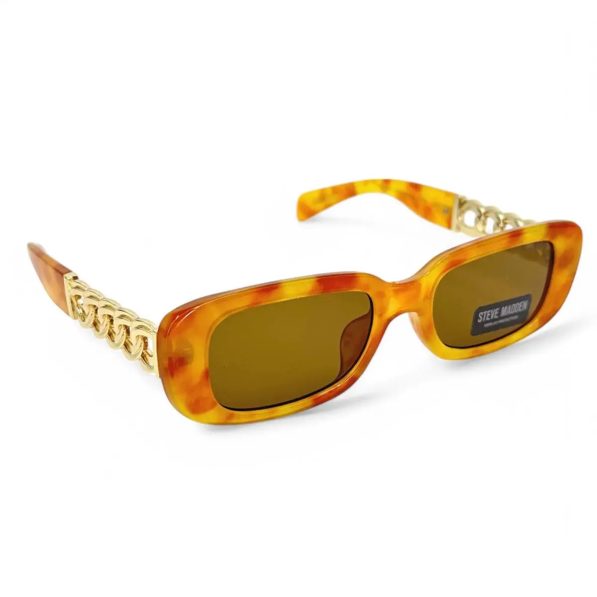 Women Sunglasses Felicia Orange Tortoise Rectangular Frame by Steve Madden