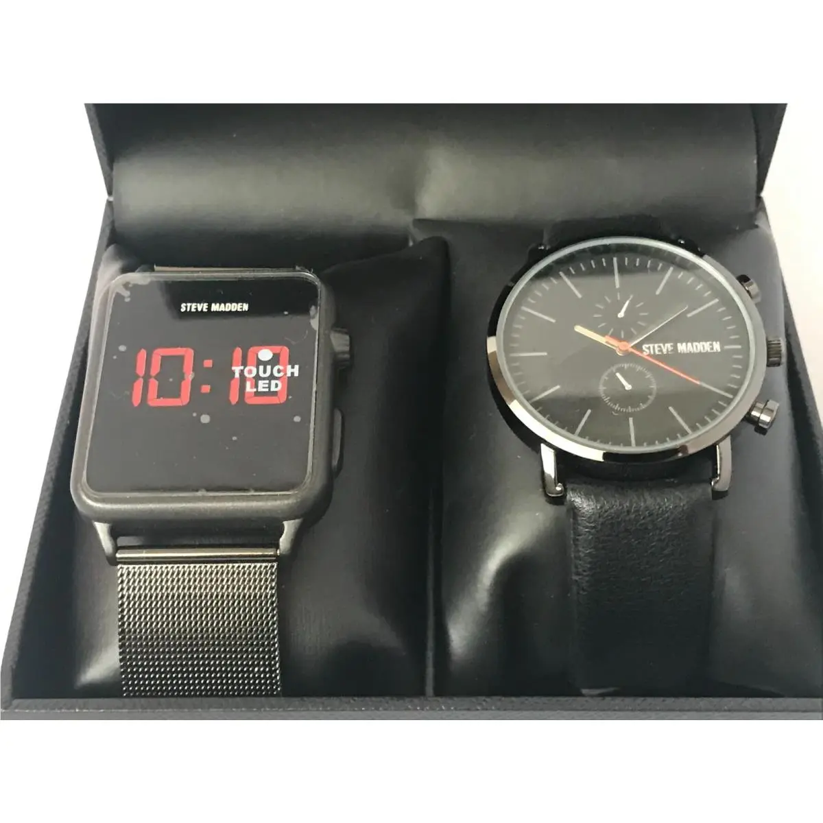 Men`s Black 2 Style Analog and Digital Watch Set by Steve Madden