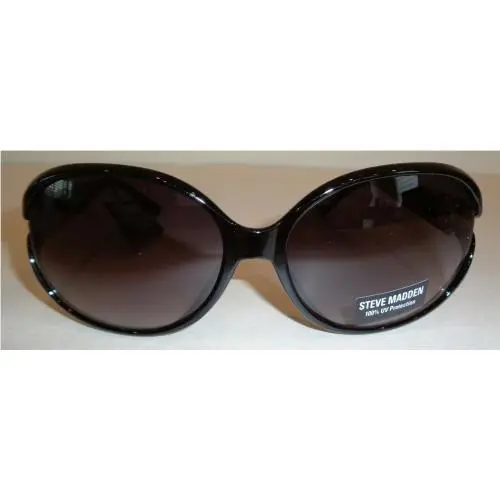 SM894101 Delilah Black Womens Round Fashion Sunglasses by Steve Madden