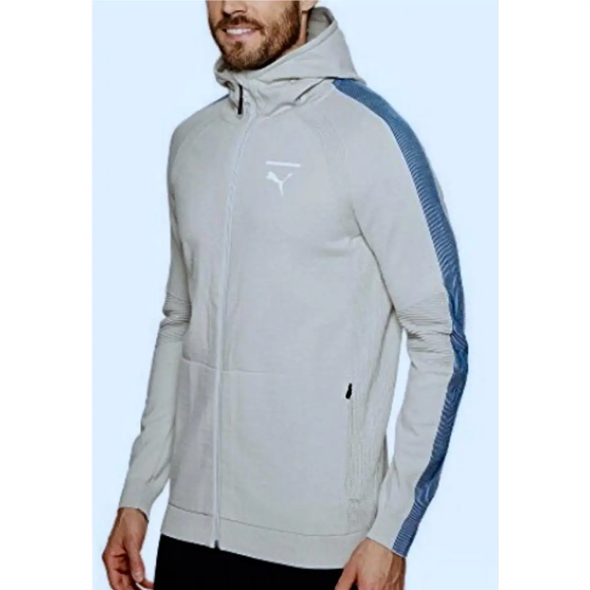 Evolution Evoknit Move Grey Blue White Hoodie Jacket Mens Sz S by Puma