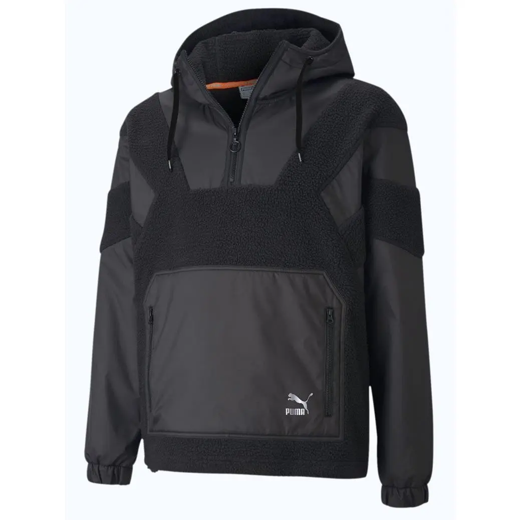 Tfs Retro Fusion HZ Overhead Black Half Zip P/o Hoodie Jacket Mens Sz L by Puma