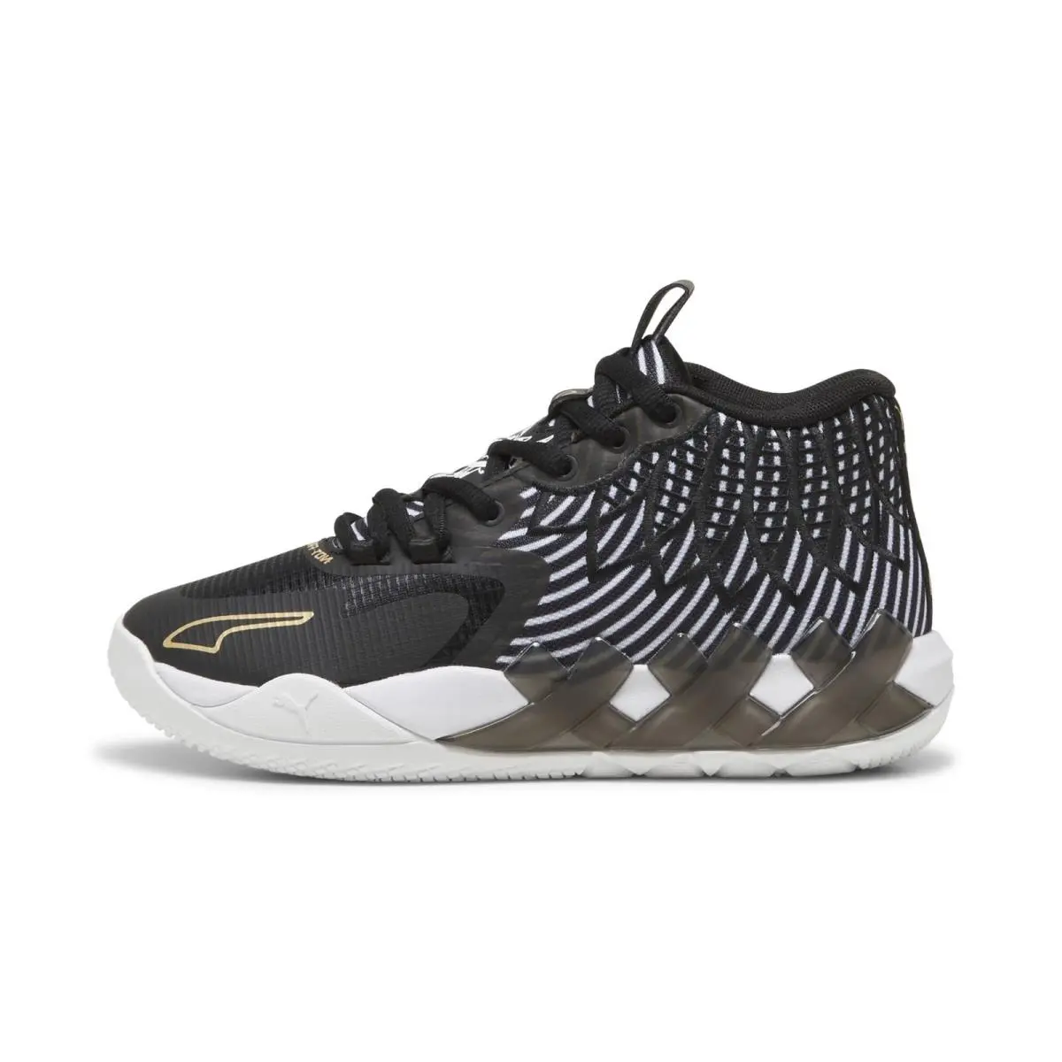 X Lamelo Ball Kid`s MB.01 Basketball Shoes Black/White/Gold by Puma
