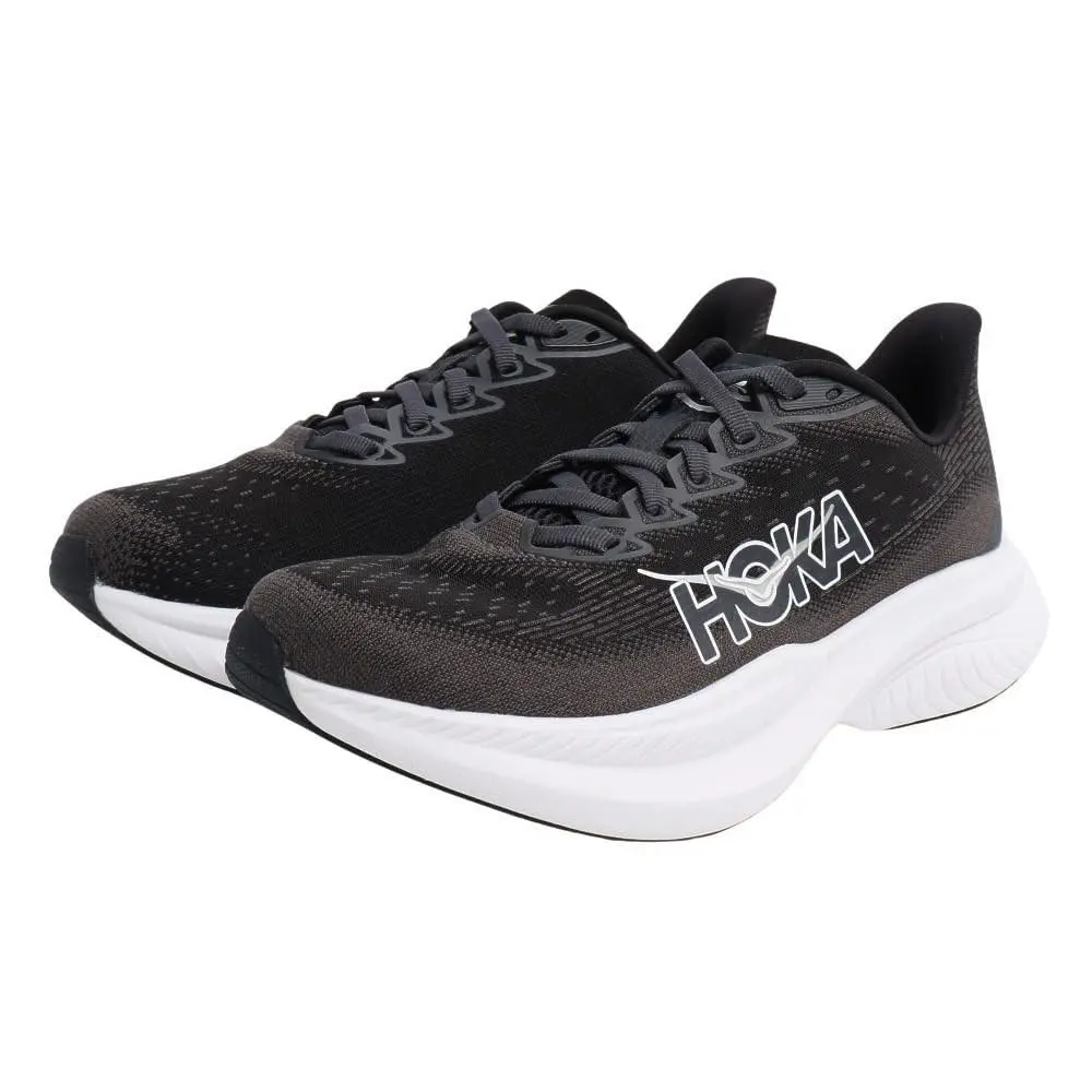 Hoka Women`s Mach 6 Black White Running Shoes Size 6.5 Medium Road