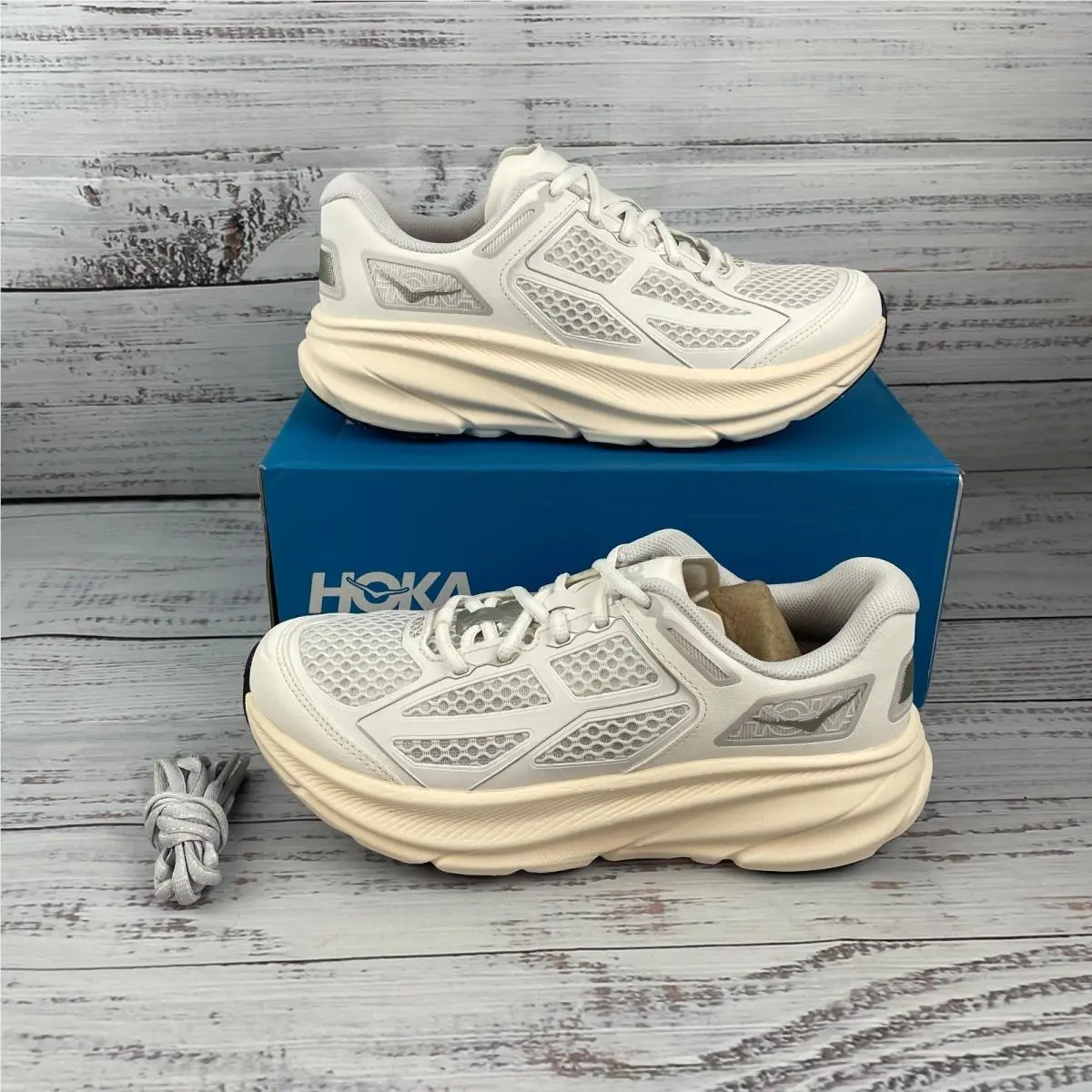 Hoka Clifton One 9 Unisex M 7 W 8 Running Shoes Frost / Cosmic Grey