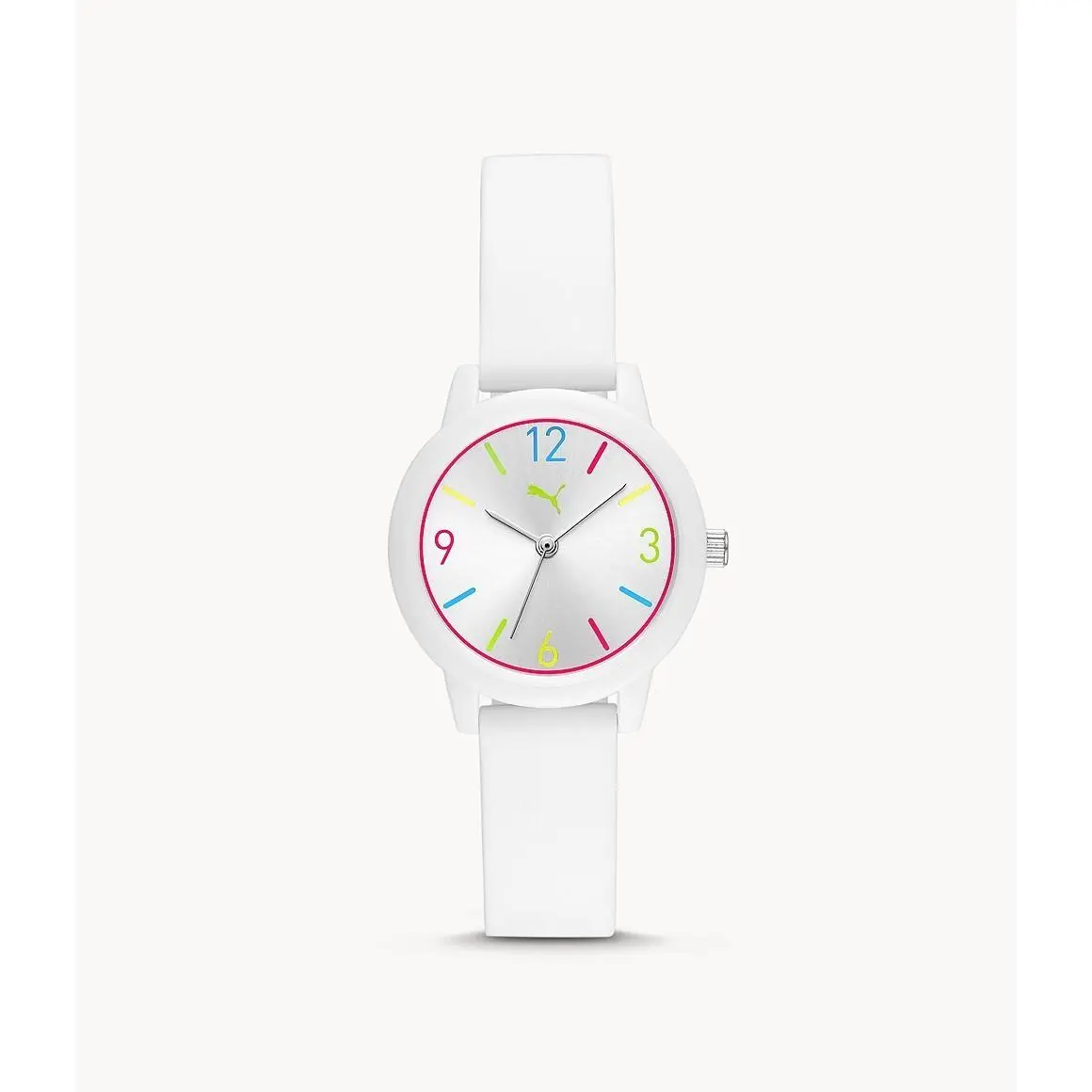 White Silicone Multicolor Dial Three-hand Women`s Watch P6000 by Puma