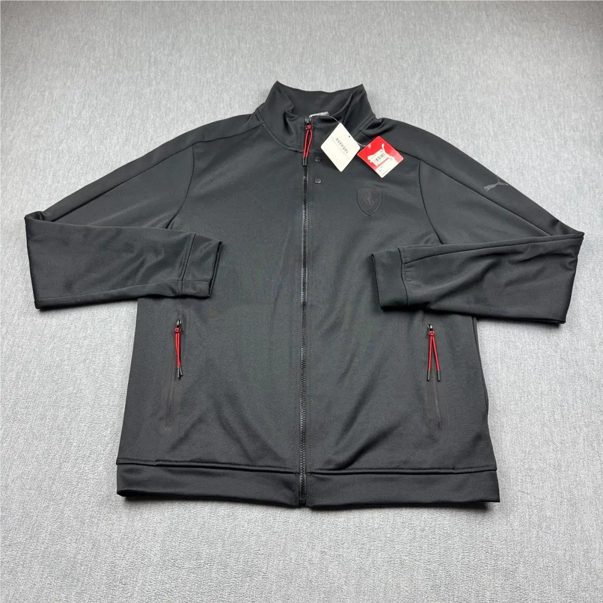 X Ferrari Track Jacket Mens Large Black Full Zip Mock Neck Casual Athletic by Puma