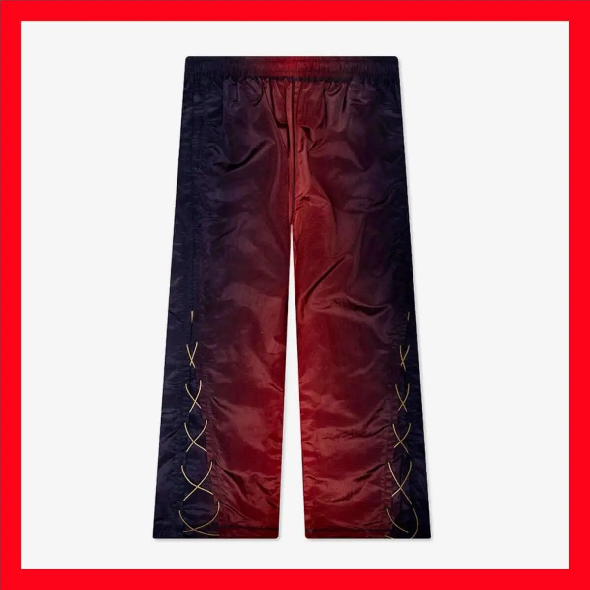 x Aries Red Black Pants 629573-52 Loose Fit Polyester Men`s Size Medium by Puma