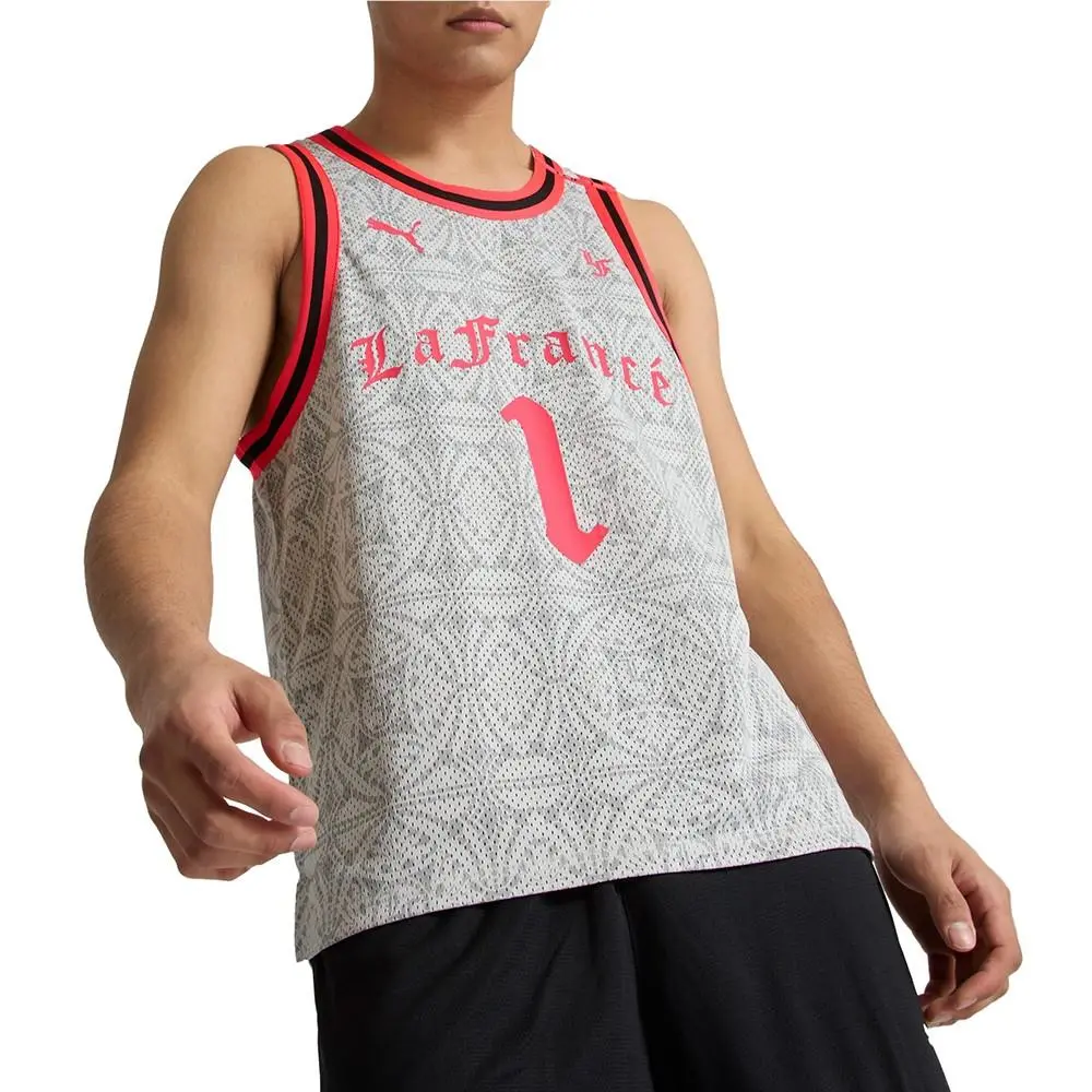 Puma clothing - PUMA  Hoops X Lafrance Slam Crew Neck Basketball Jersey - 63160501 - Grey (UPC: 197674568124) 4