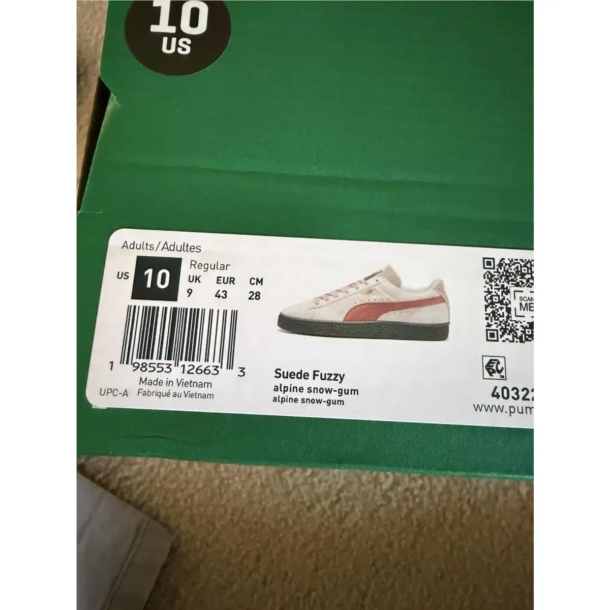 Puma shoes - PUMA Suede Fuzzy Lace Up - 40322701 - Alpine Snow GUM (UPC: 198553126442) 10