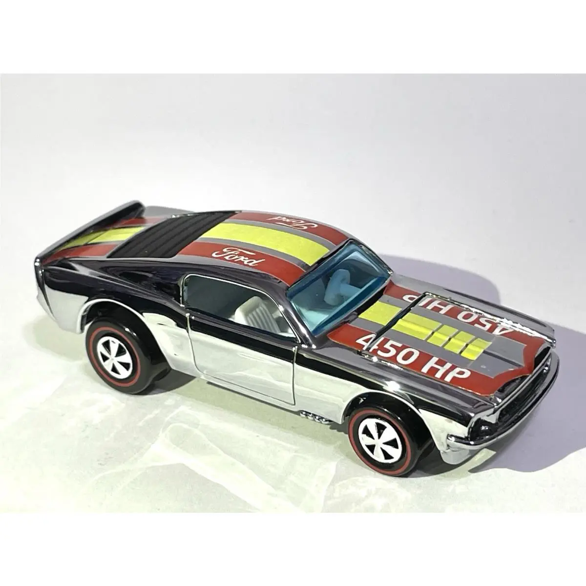 “custom Made” ⭐ Chrome Redline Hot Wheels 68 Mustang Stocker