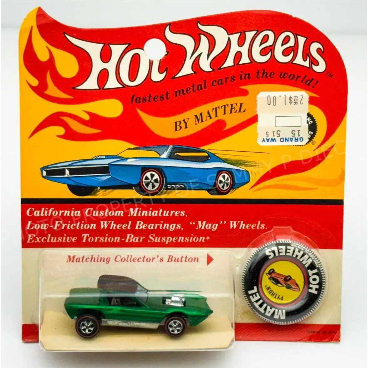 Hot Wheels Redline Python Green HK Dark Interior in Blisterpack