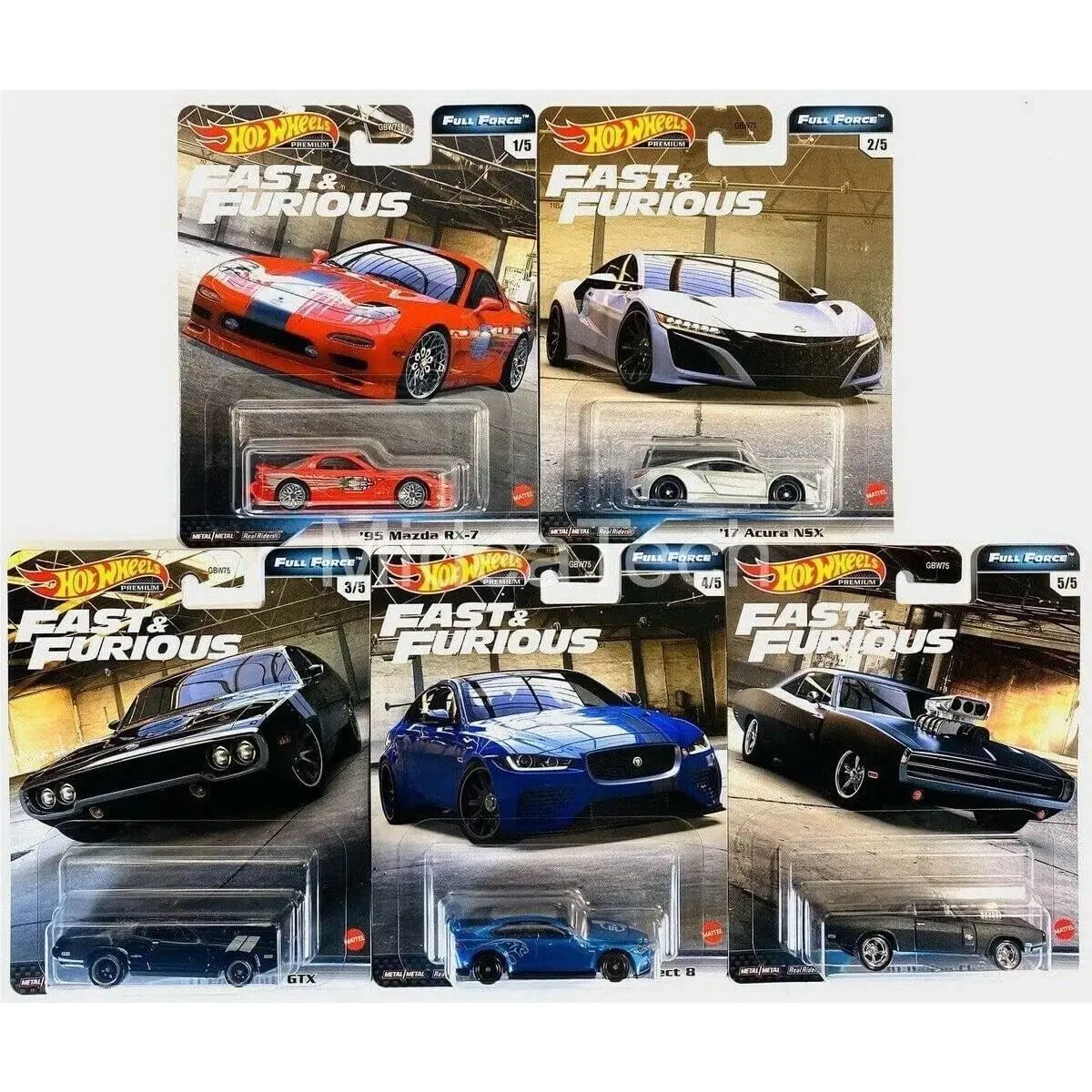 Hot Wheels Fast Furious Full Force Set of 5