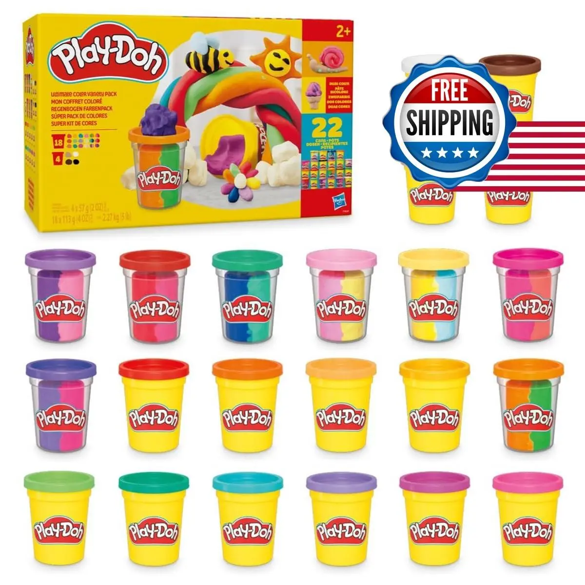 Play-doh 22 Pack Ultimate Color Variety 2 4 Ounce Modeling Compound Cans Ages