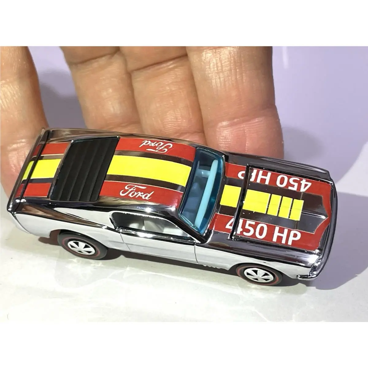“custom Made” ⭐ Chrome Redline Hot Wheels 68 Mustang Stocker
