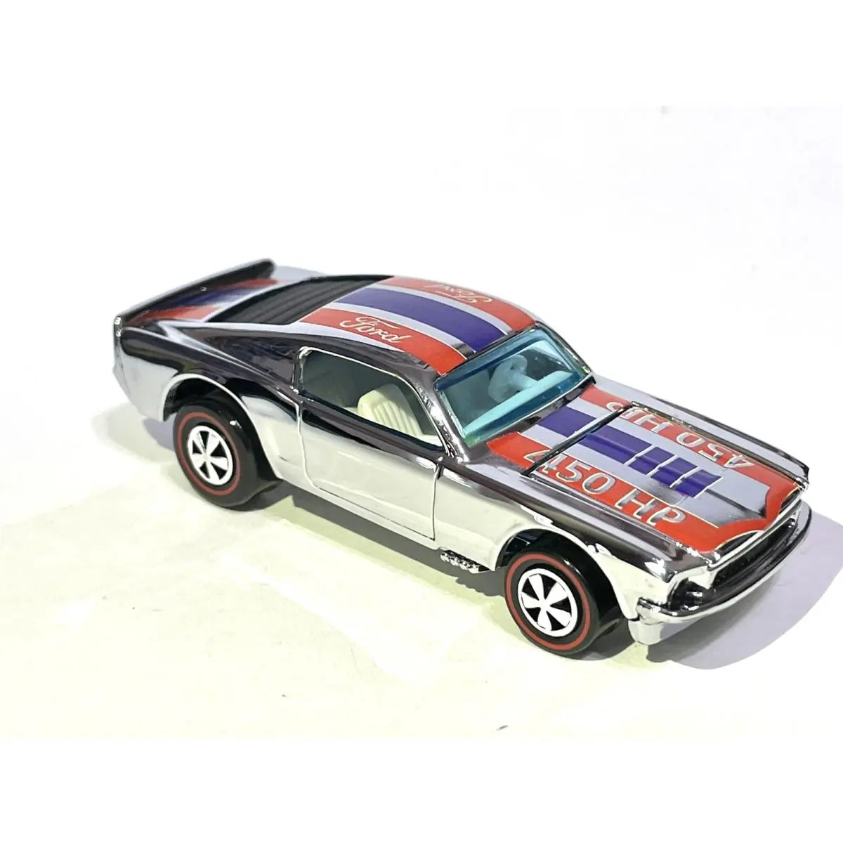 “custom Made Chrome ” Hot Wheels 68 Mustang Stocker Redline 1 Of 1