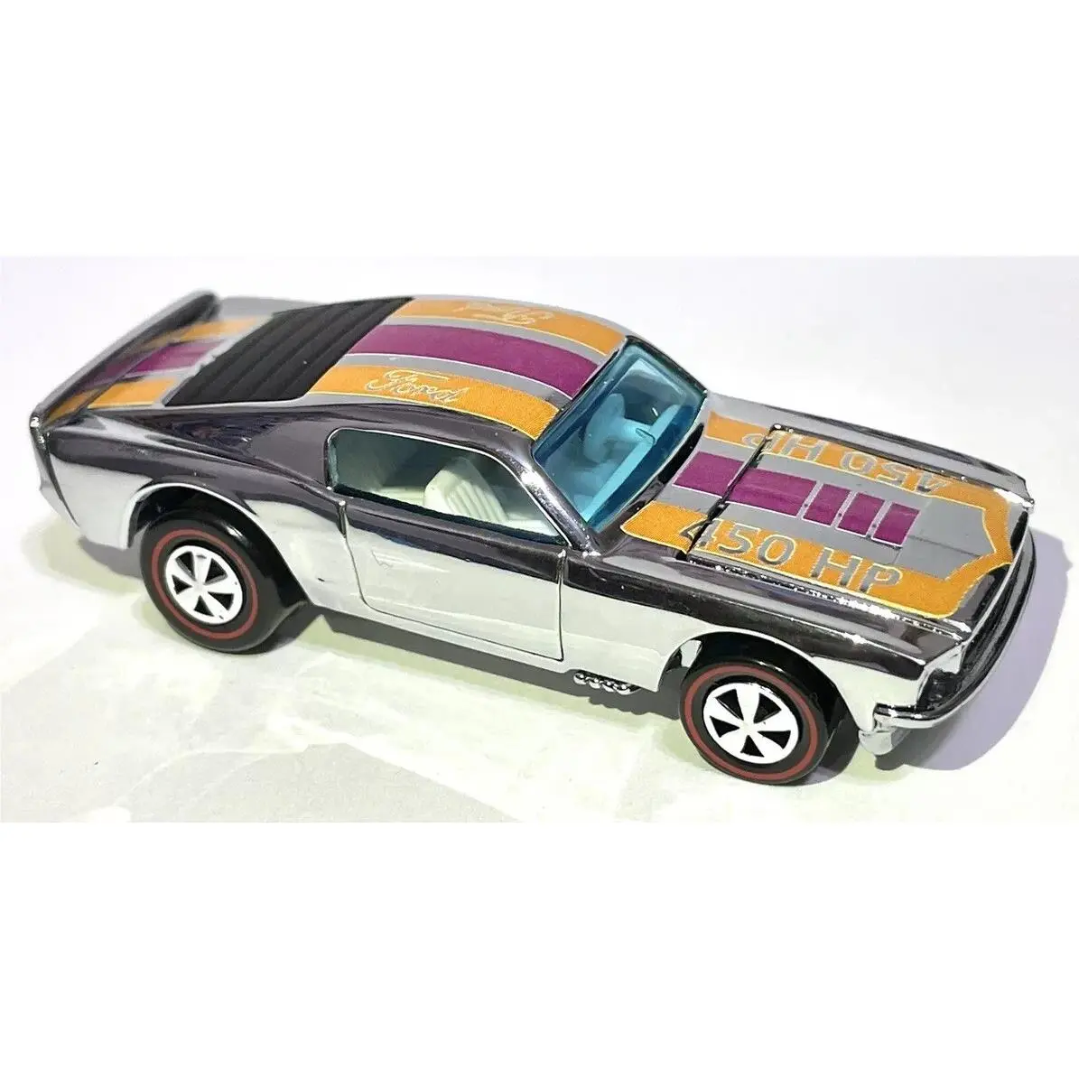 “custom Made” Hot Wheels 68 Mustang Stocker Chrome Redline 1 Of 1 ⭐ ⭐ ⭐ ⭐ ⭐