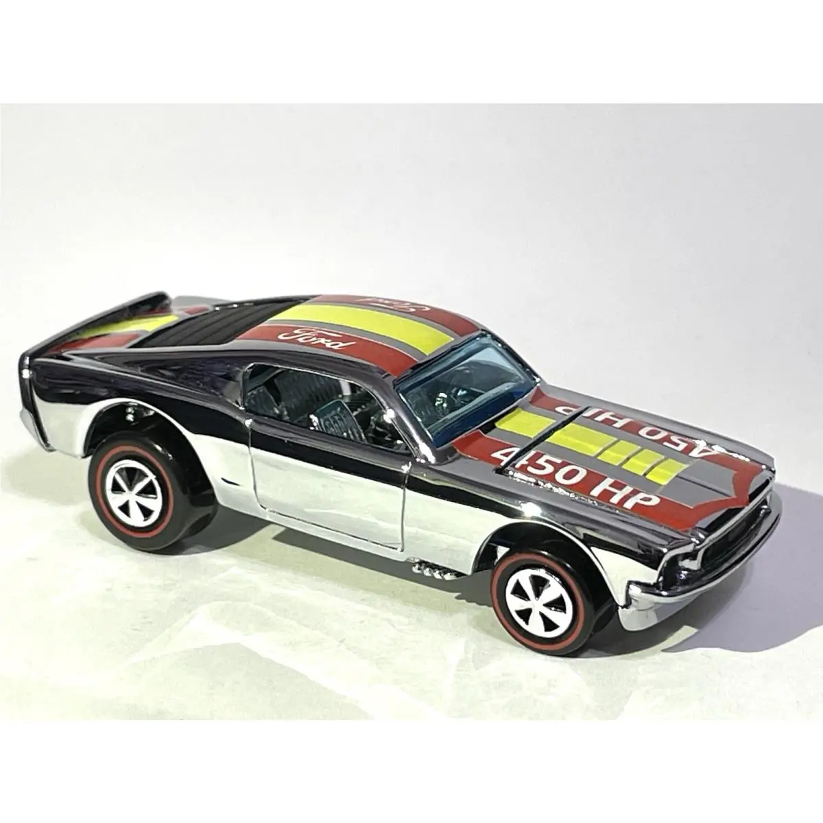 “custom Made” ⭐ Chrome Redline Hot Wheels 68 Mustang Stocker