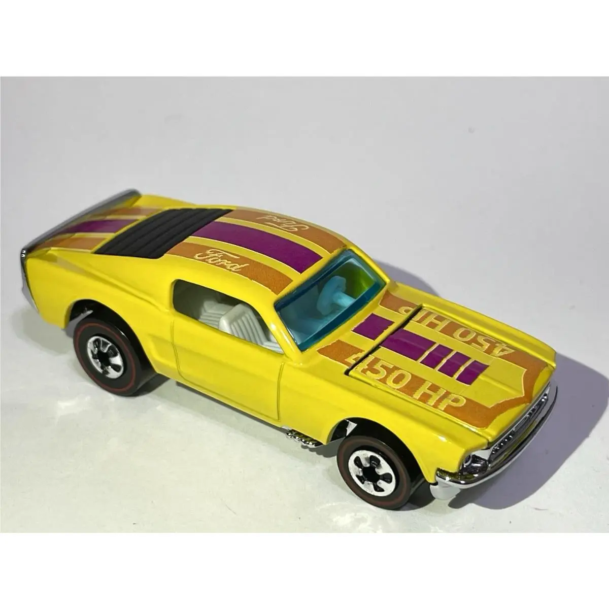 “custom Made” Gloss Yellow Redline Hot Wheels 68 Mustang Stocker