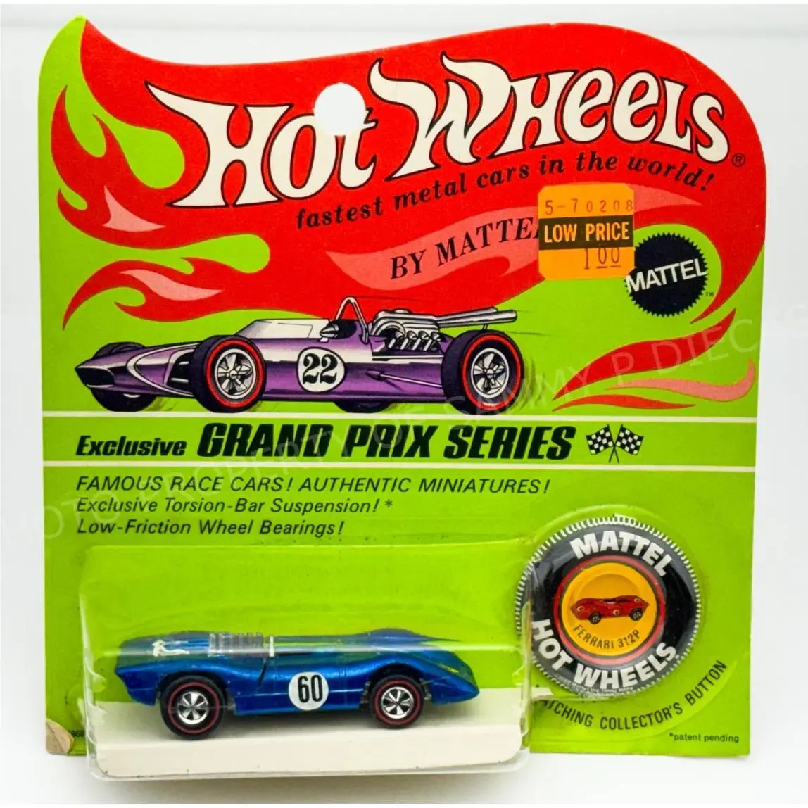 Hot Wheels Redline Ferrari 312P Blue HK Black Interior in Blisterpack