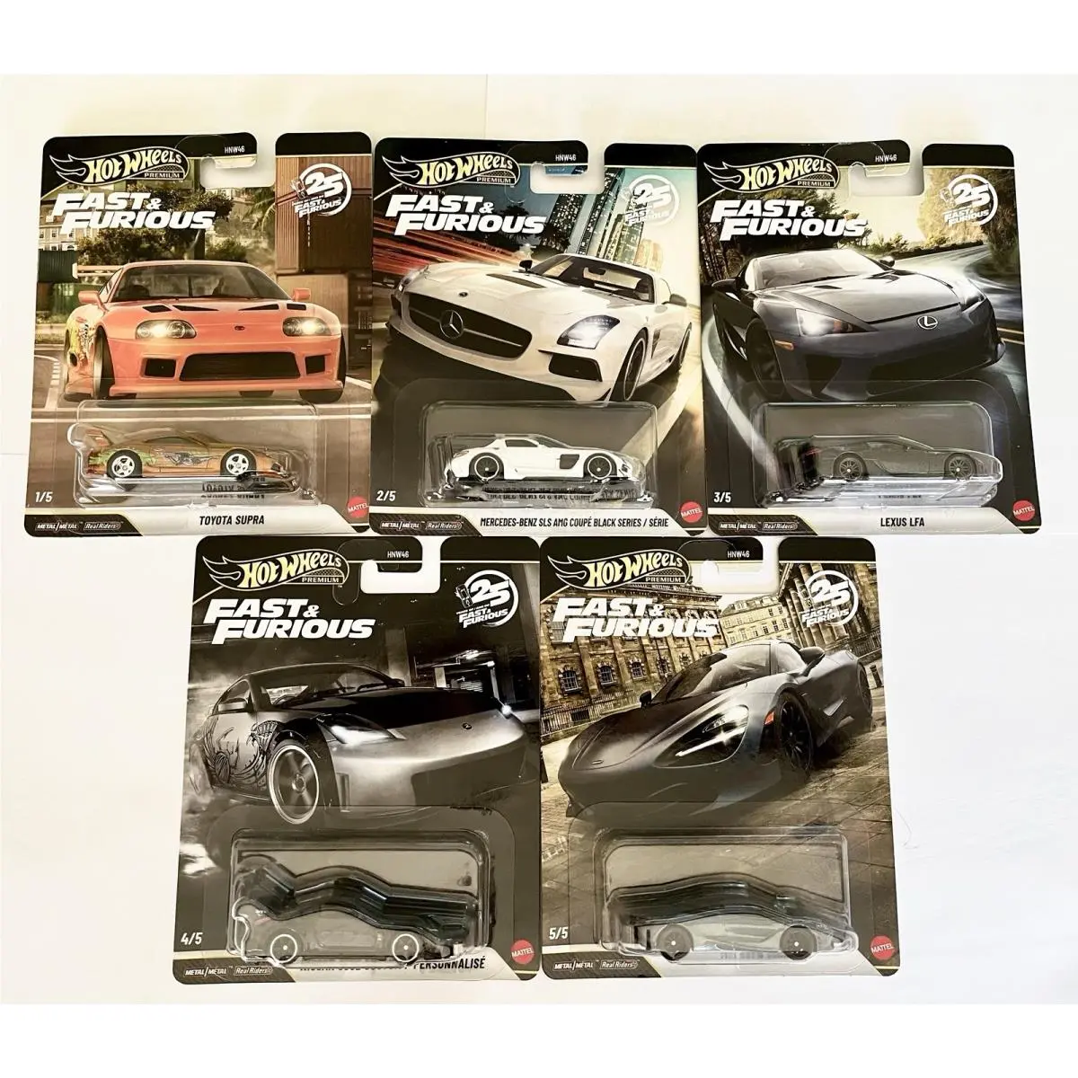 2026 Hot Wheels Premium Fast Furious 25 Year Anniversary Supra Chase 5 Car Set