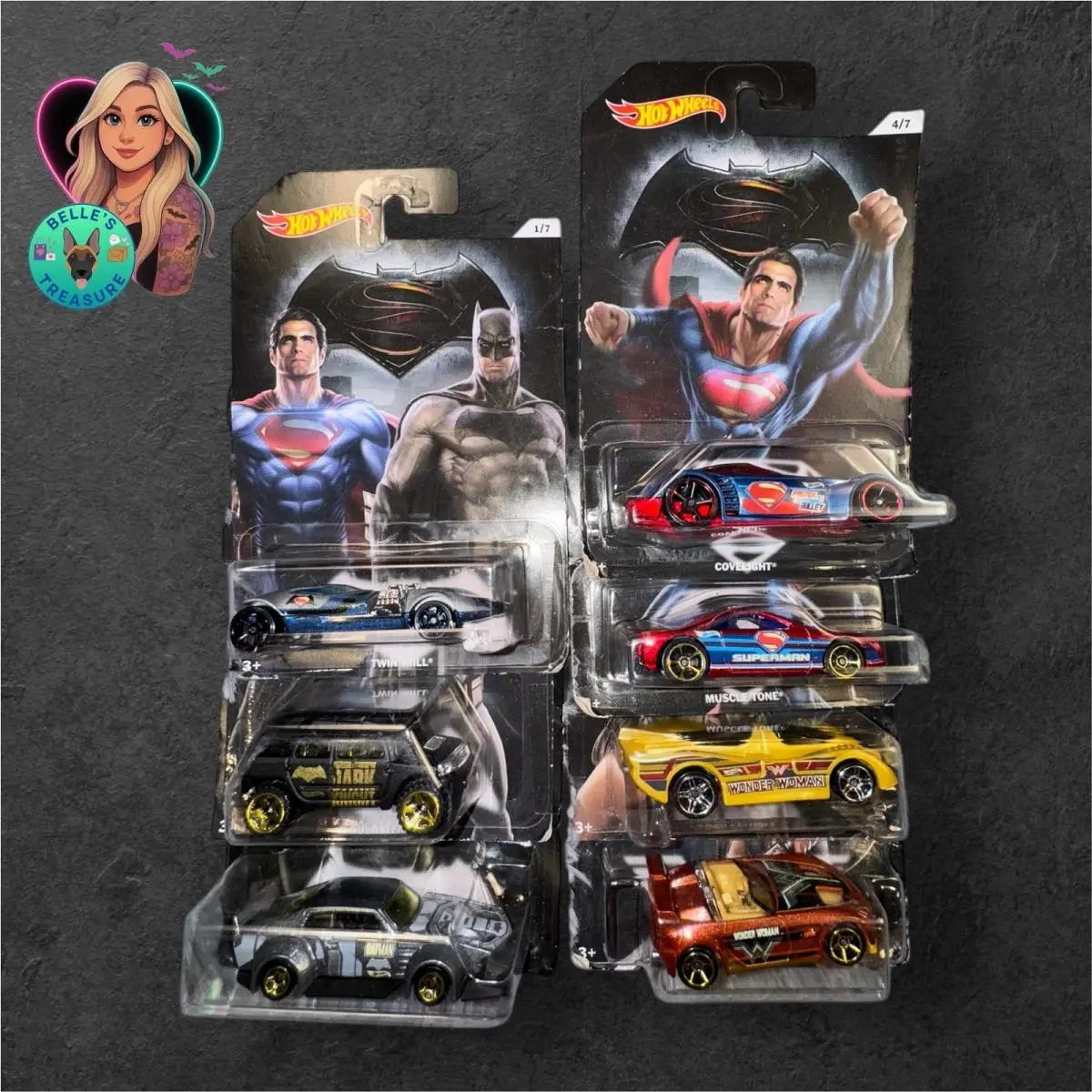 DC Batman vs Superman Dawn of Justice Hot Wheels Twin Mill 2015 7 Toy Cars