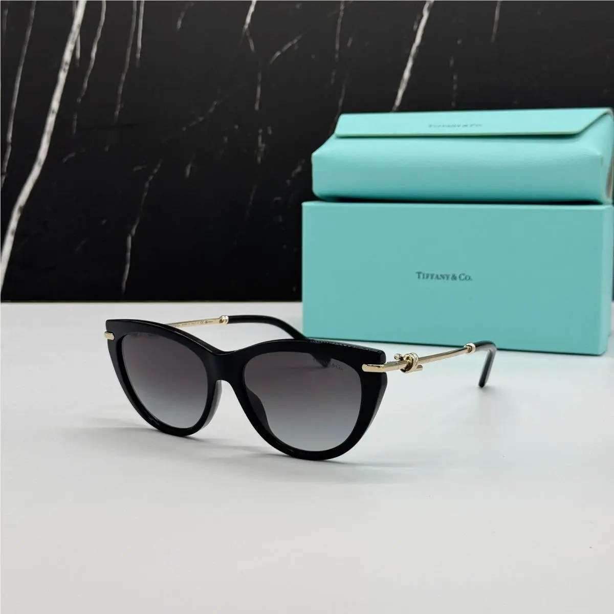 Tiffany Tiffany & Co TF4253 80013C Co TF4253 80013C Black Gold Cat Eye Women Sunglasses by Tiffany & Co.