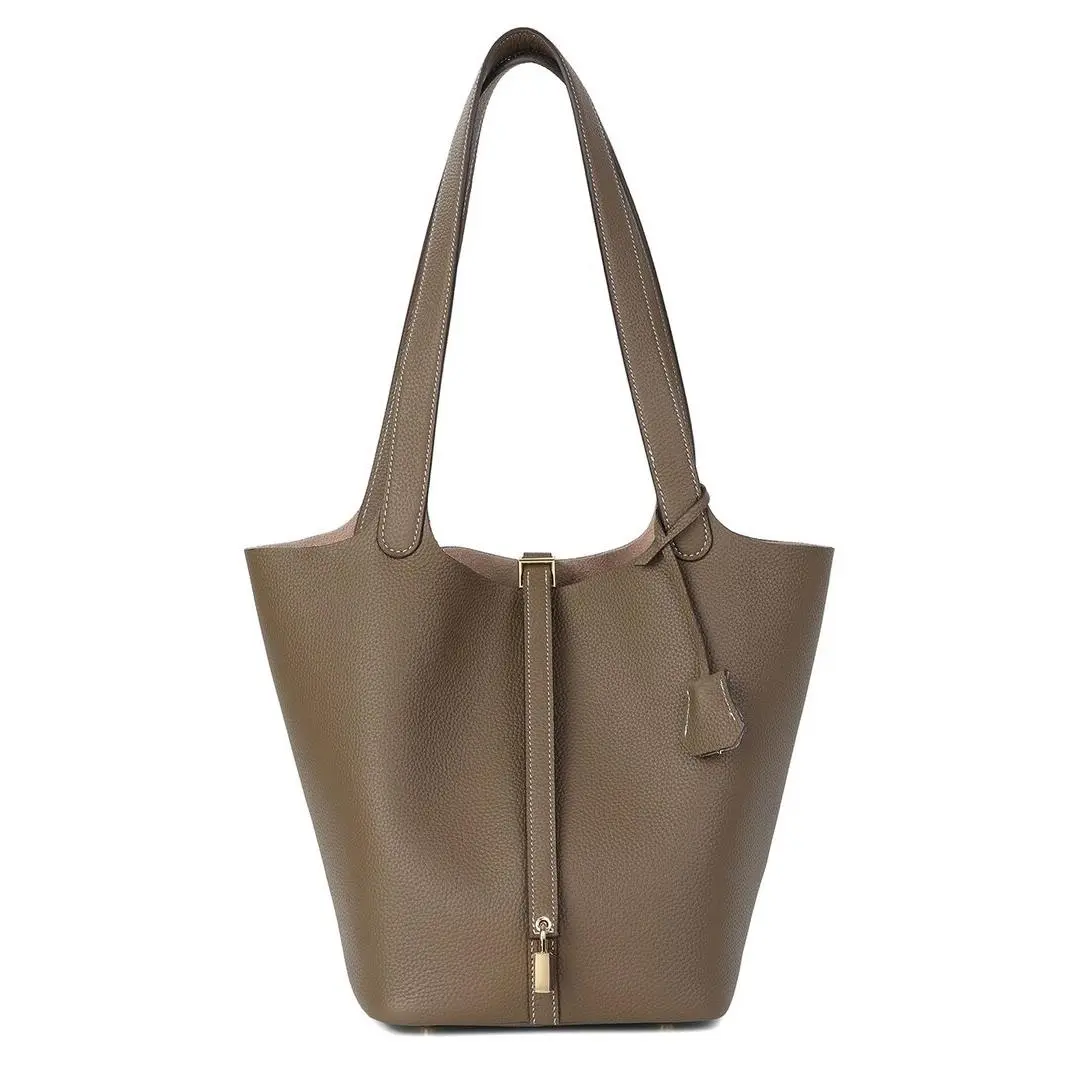 Tiffany Fred Paris Pebbled Leather Bucket Tote Women`s Khaki by Tiffany & Co.