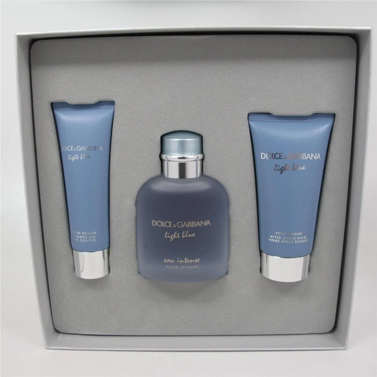 Light Blue Eau Intense by Dolce Gabbana 3 Pcs Set:3.3 oz Edpspray Balm Gel by Dolce & Gabbana