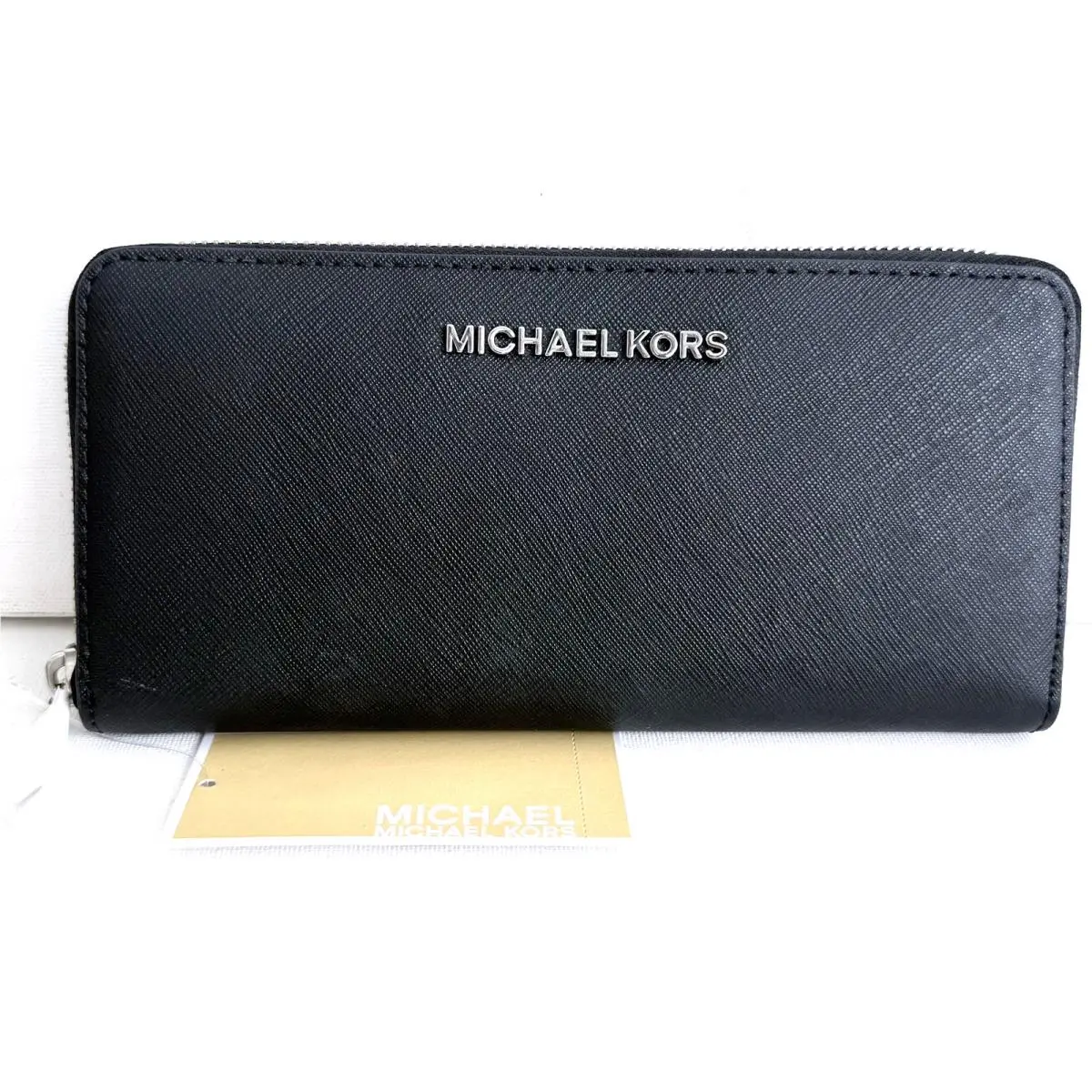 Jet Set Travel Large Zip Around Wallet Wristlet Black Leather by Michael Kors