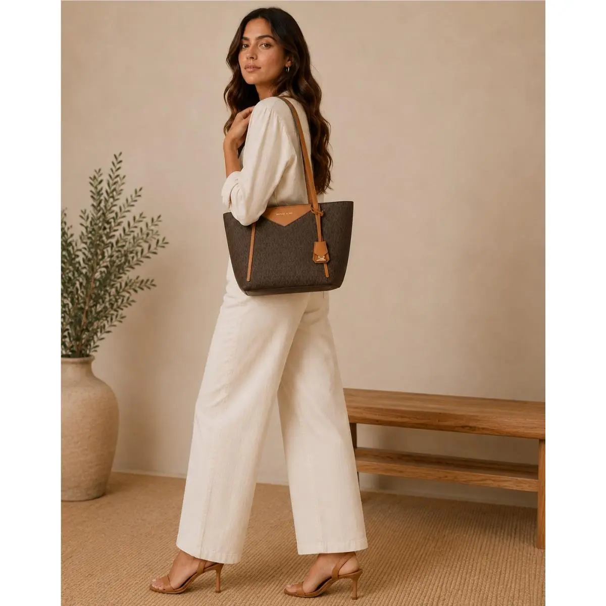 Witney Signature Brown Tote Bag by Michael Kors