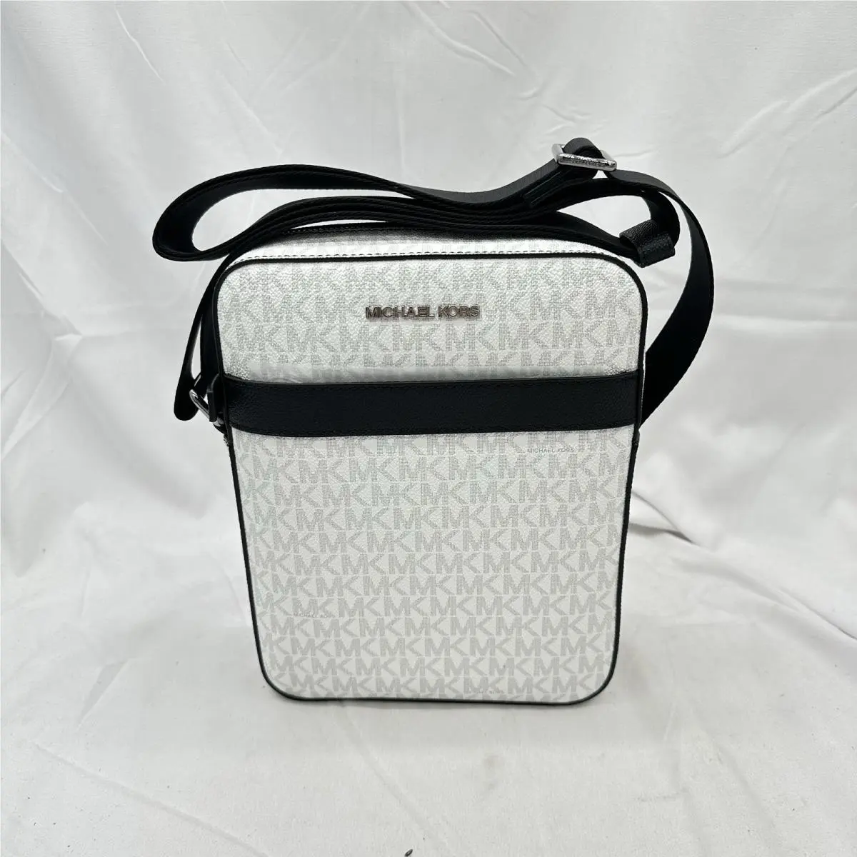 Michael Kors Mens Cooper Flight Crossbody Bag Logo Canvas Bright White Multi