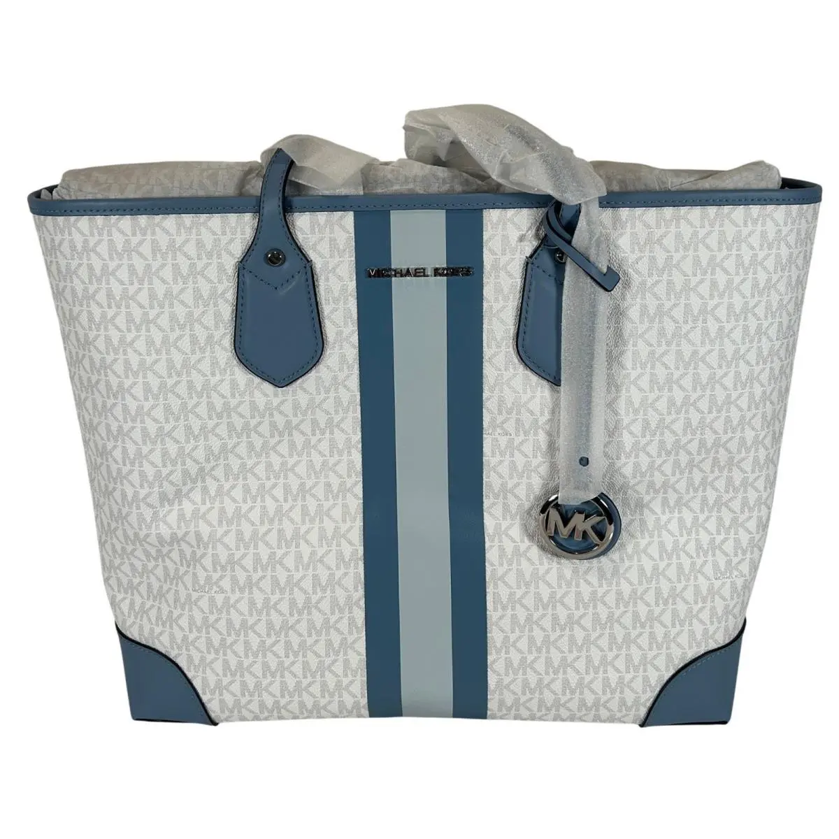 Eva Large Tote Chambray Multi Logo Print Bag by Michael Kors