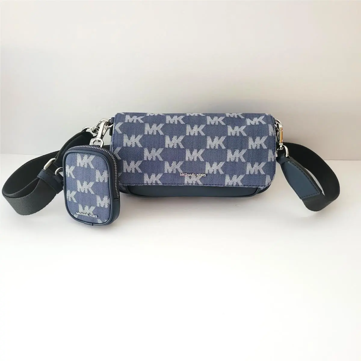 Jet Set Travel Small Flap Crossbody Tech Attachment MK Denim by Michael Kors
