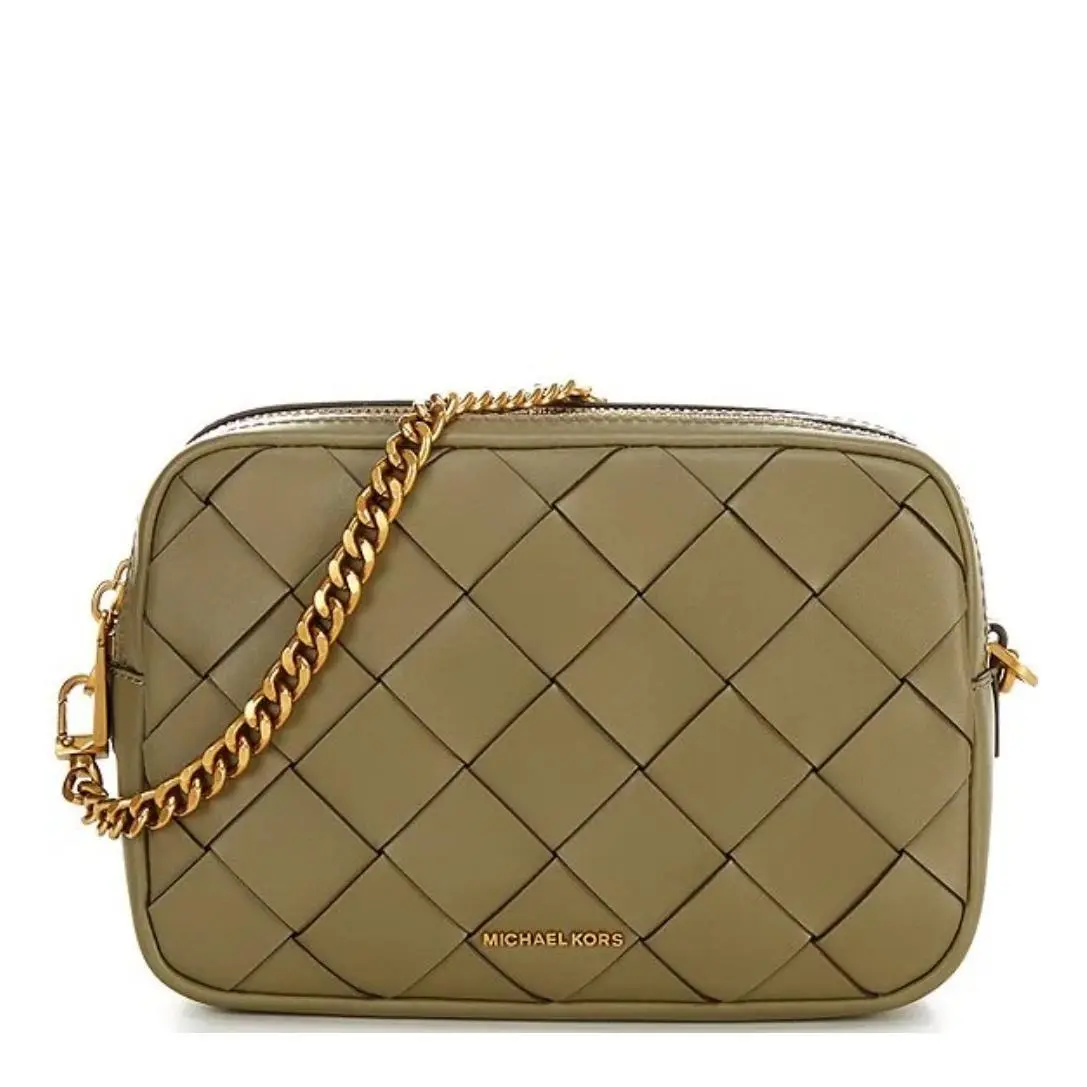 Bryant Woven Medium Double Zip Chain Crossbody Bag Retail by Michael Kors