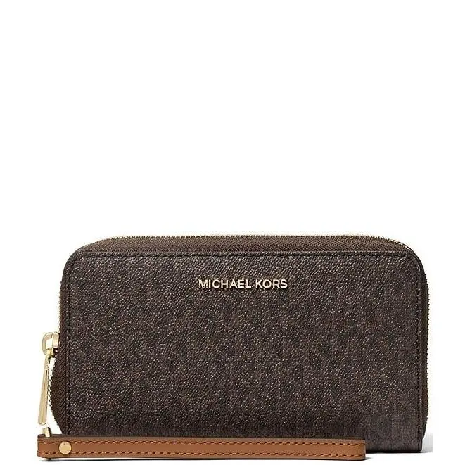 Brown Acorn Jet Set LG Flat MF Phone Case Wallet Wristlet by Michael Kors