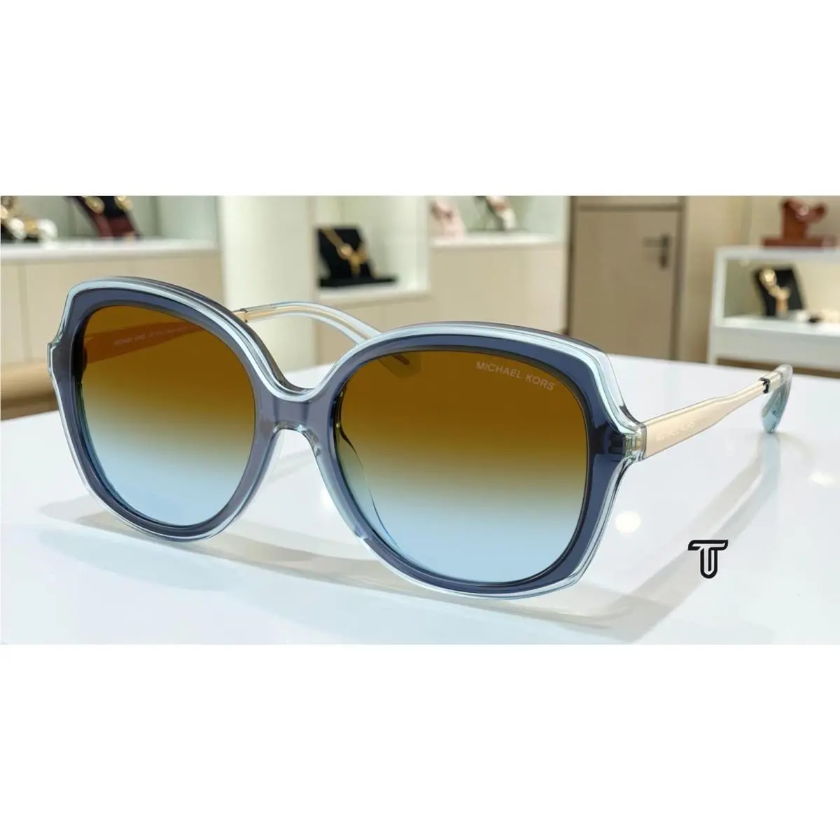 Michael Kors MK2273U 40315D Canary Islands Navy Brown Blue 55mm Women Sunglasses
