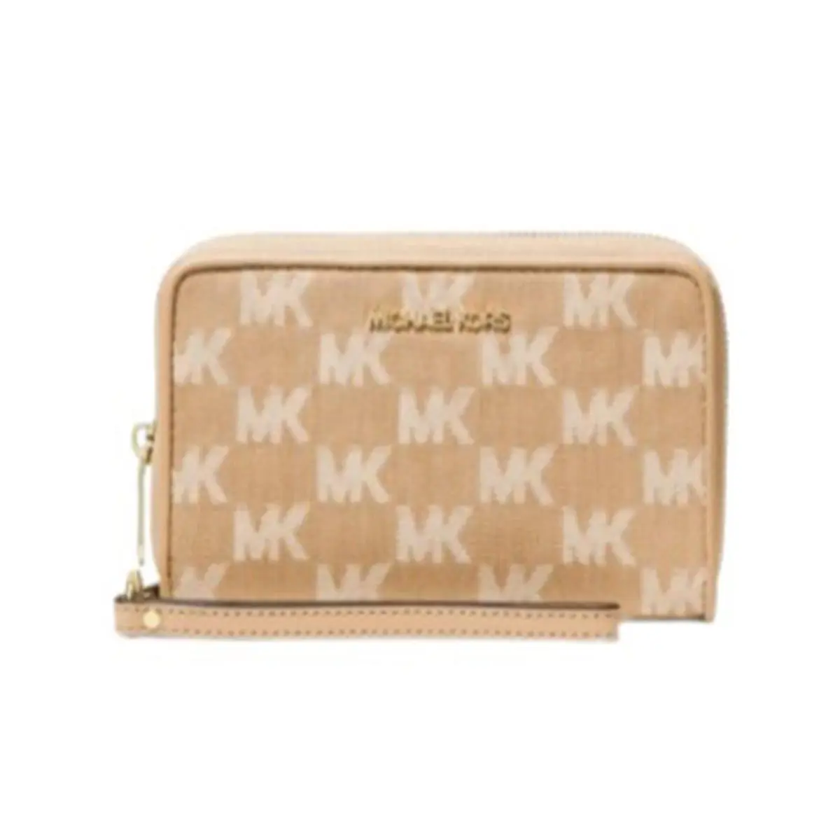 Michael Kors Jet Set Travel Large Logo Jacquard Denim Smartphone Wallet 35S6GTVE - Exterior: camel, Hardware: Gold
