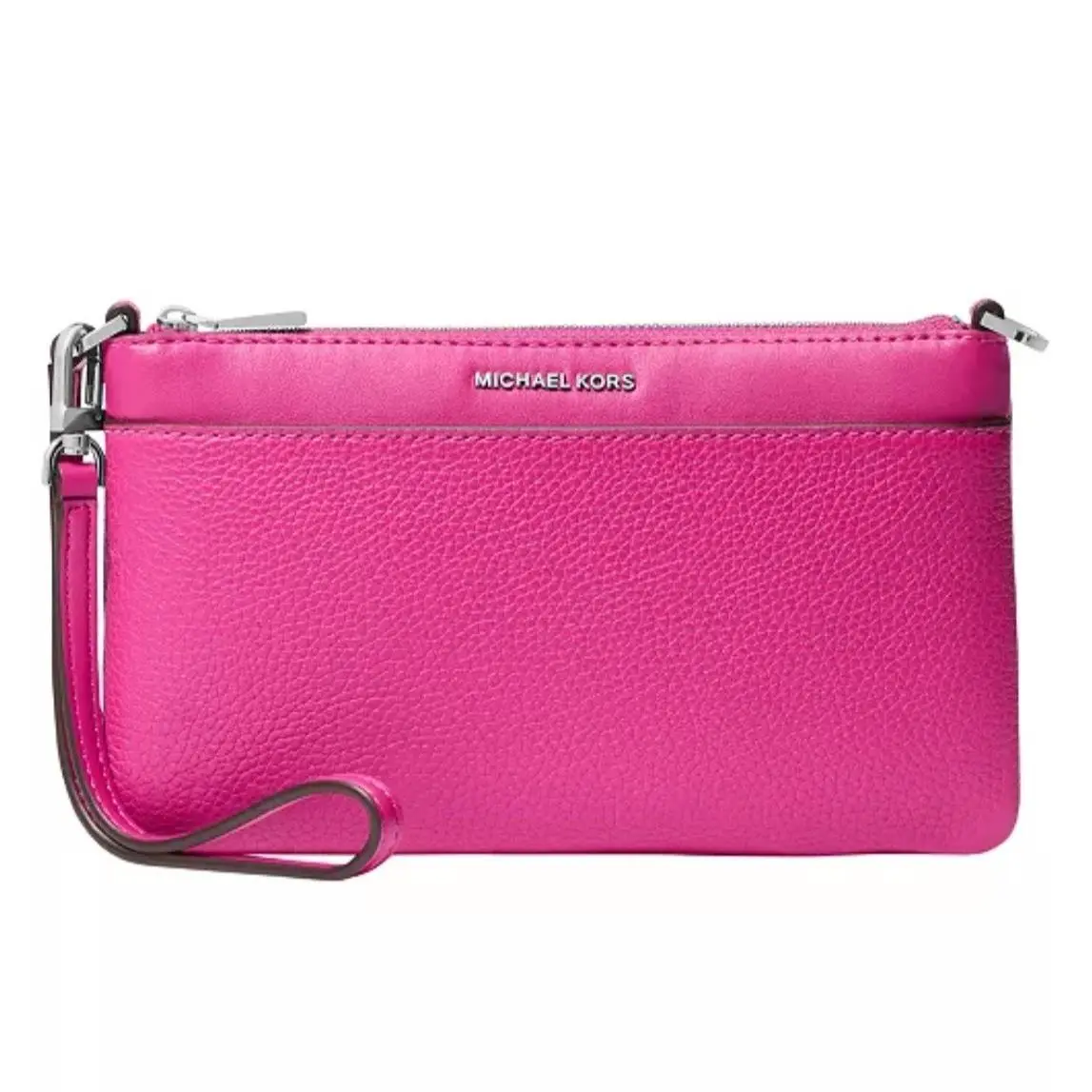 Jet Set Convertible Zip Top Wristlet Leather Bag in Raspberry by Michael Kors