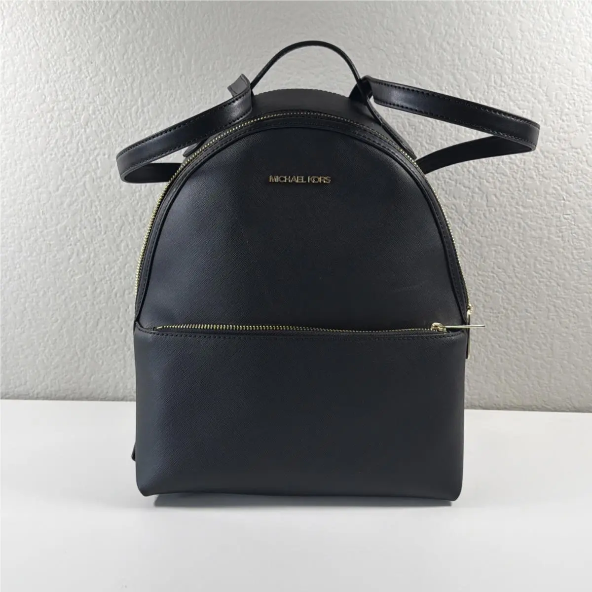 Sheila Medium Front Pocket Backpack Black Veg Leather by Michael Kors