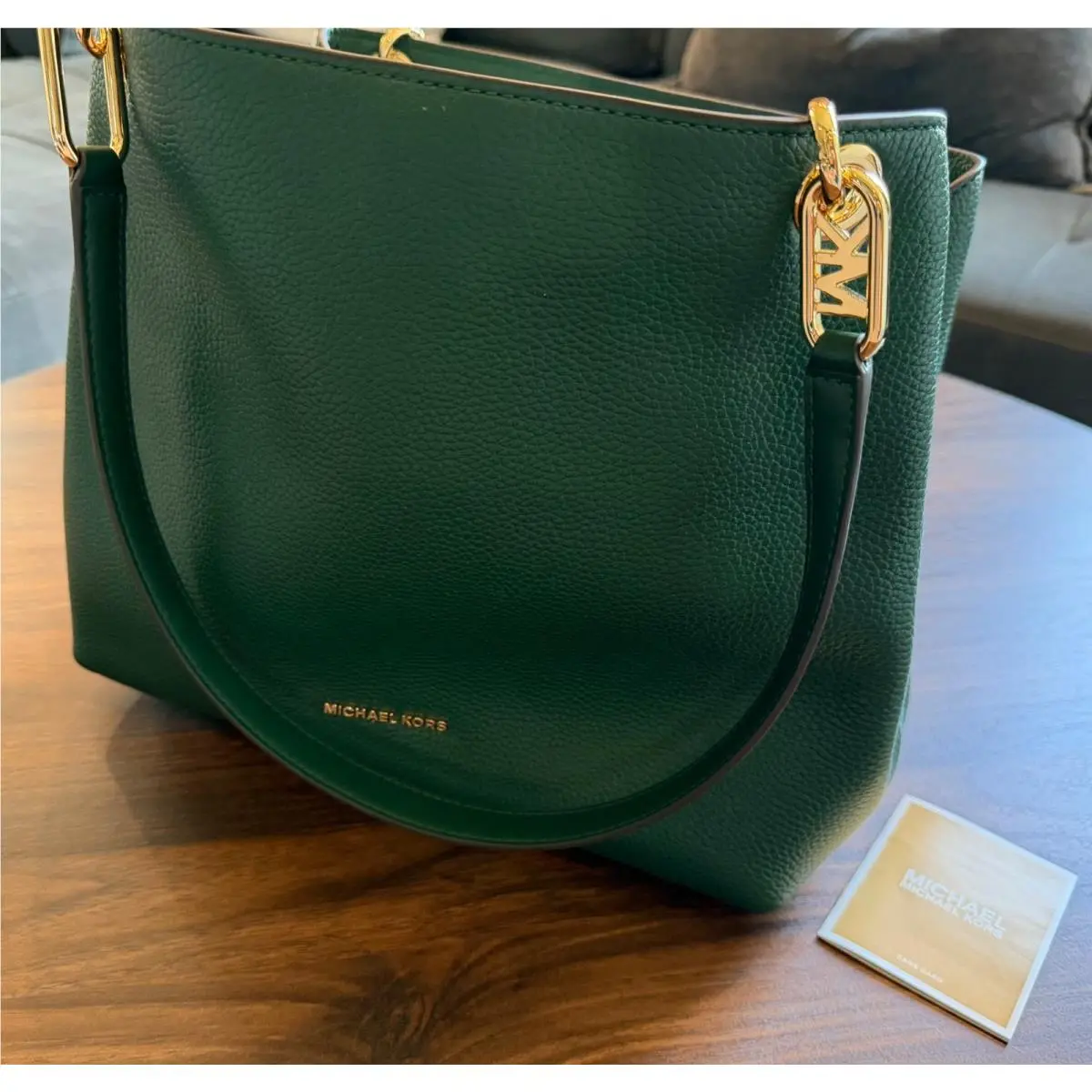 Kensington Large Leather Shoulder Bag Green by Michael Kors
