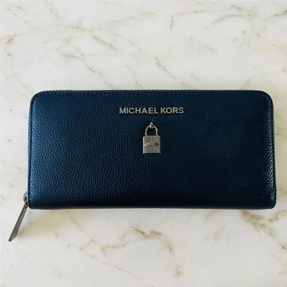 Adele Midnight Leather Zip Around Continental Wallet by Michael Kors