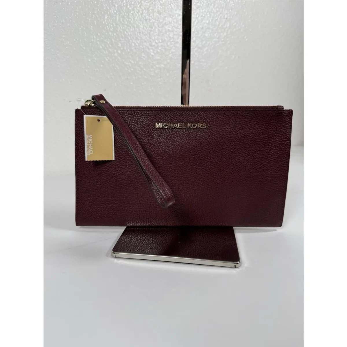 Saffiano Leather Burgundy Jet Set Travel Zip Wristlet Wallet by Michael Kors