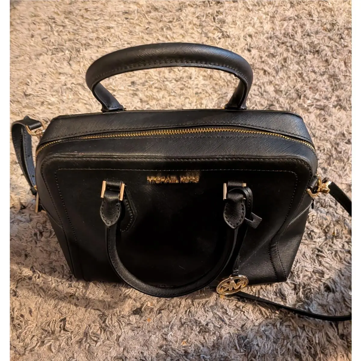 MK  Ayden Medium Dome Satchel Black Saffiano Leather Handbag by Michael Kors