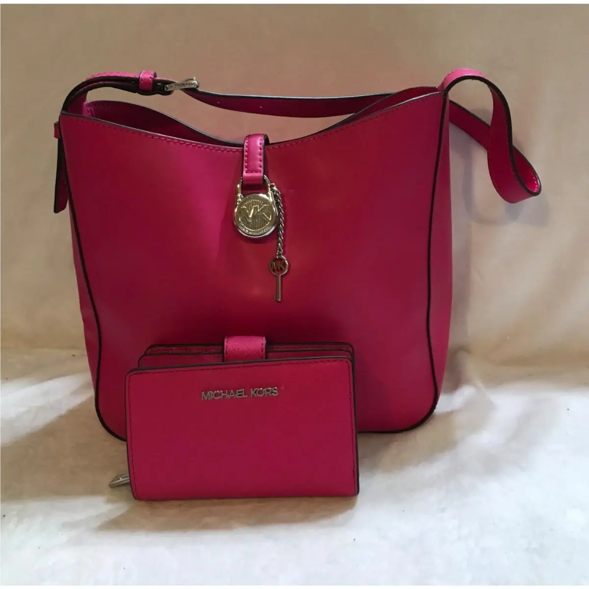 Lyra Small Leather Shoulder Bag Wallet In Pink by Michael Kors