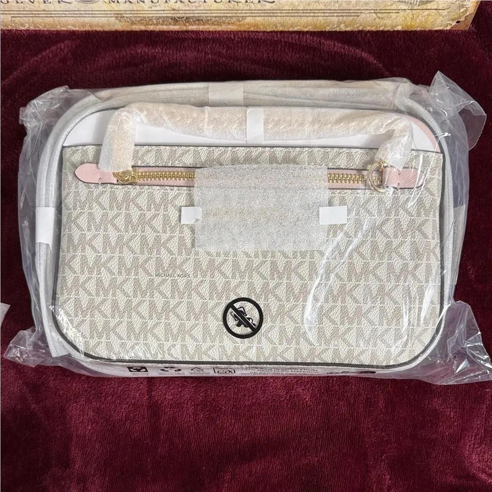 White and Pink Monogram Bag- and Pristine by Michael Kors