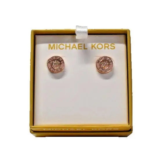 Pave Logo Studs Earrings Rose Goldtone MKJX8223791 by Michael Kors