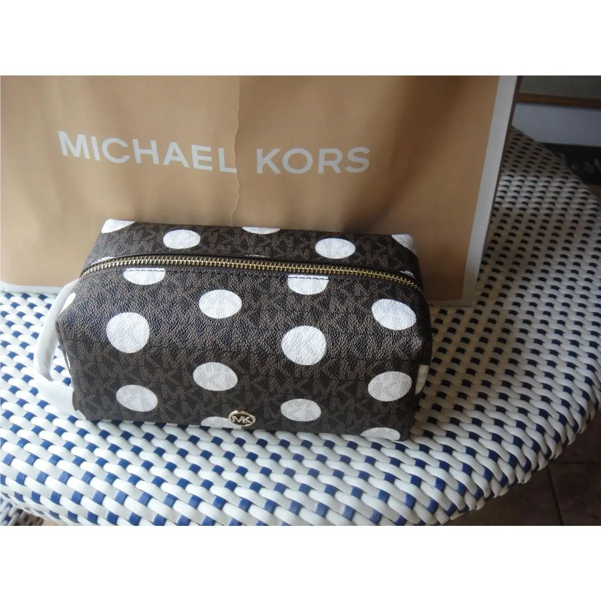 Jet Set Polka Dot Signature Logo Medium Makeup / Travel Case by Michael Kors