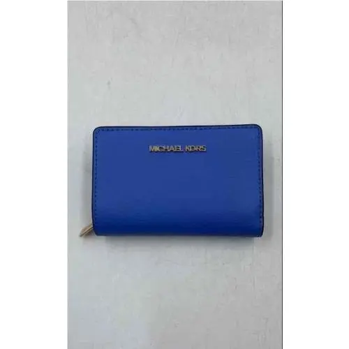 Womens Blue Leather Inner Card Slots Snap Bifold Wallet by Michael Kors