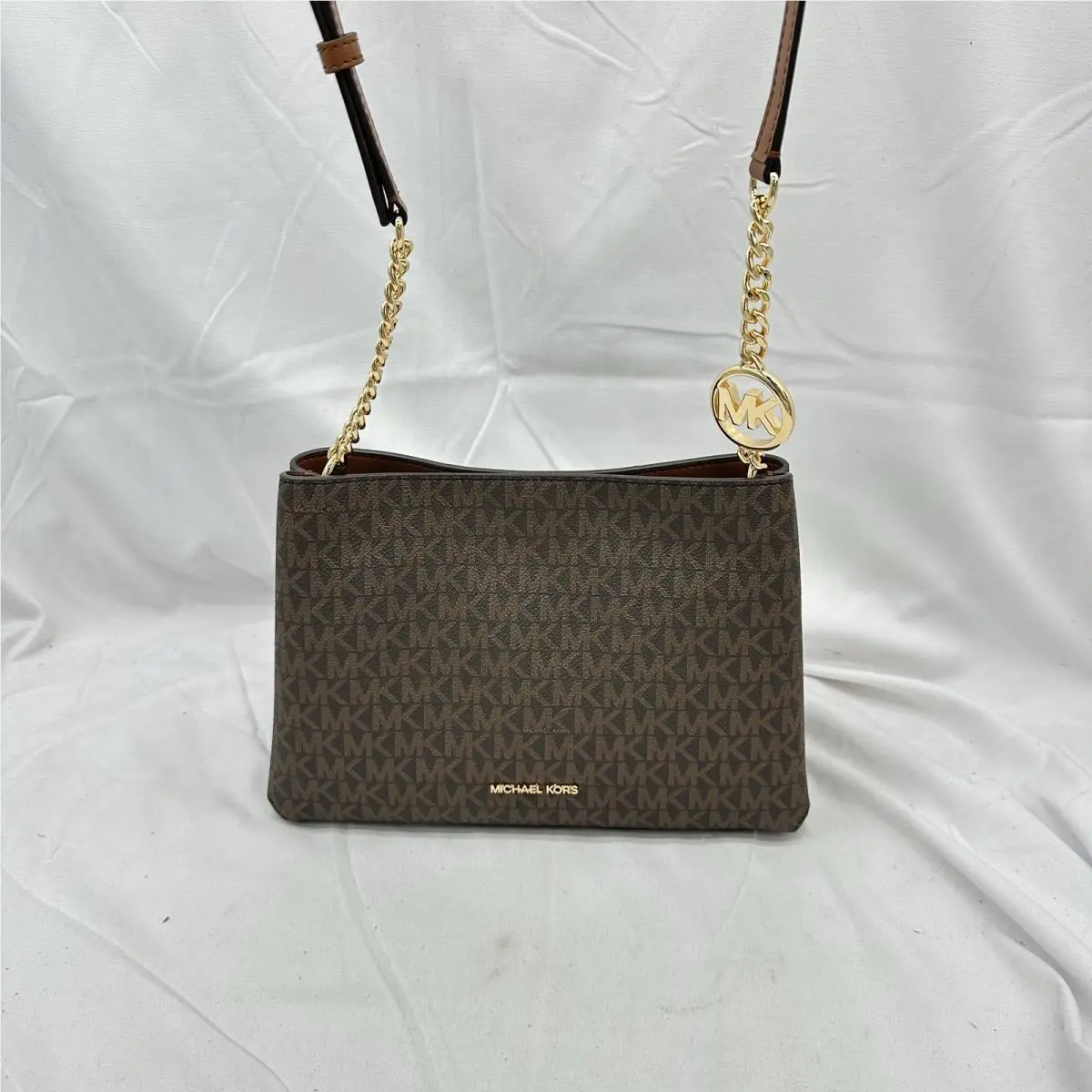 Womens Christina Small Crossbody Signature Canvas Brown/gold by Michael Kors