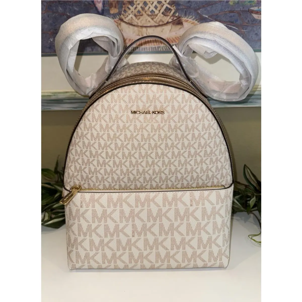 Sheila Medium Zip Backpack Bag Travel Trip Tote MK Logo Rose Gold by Michael Kors
